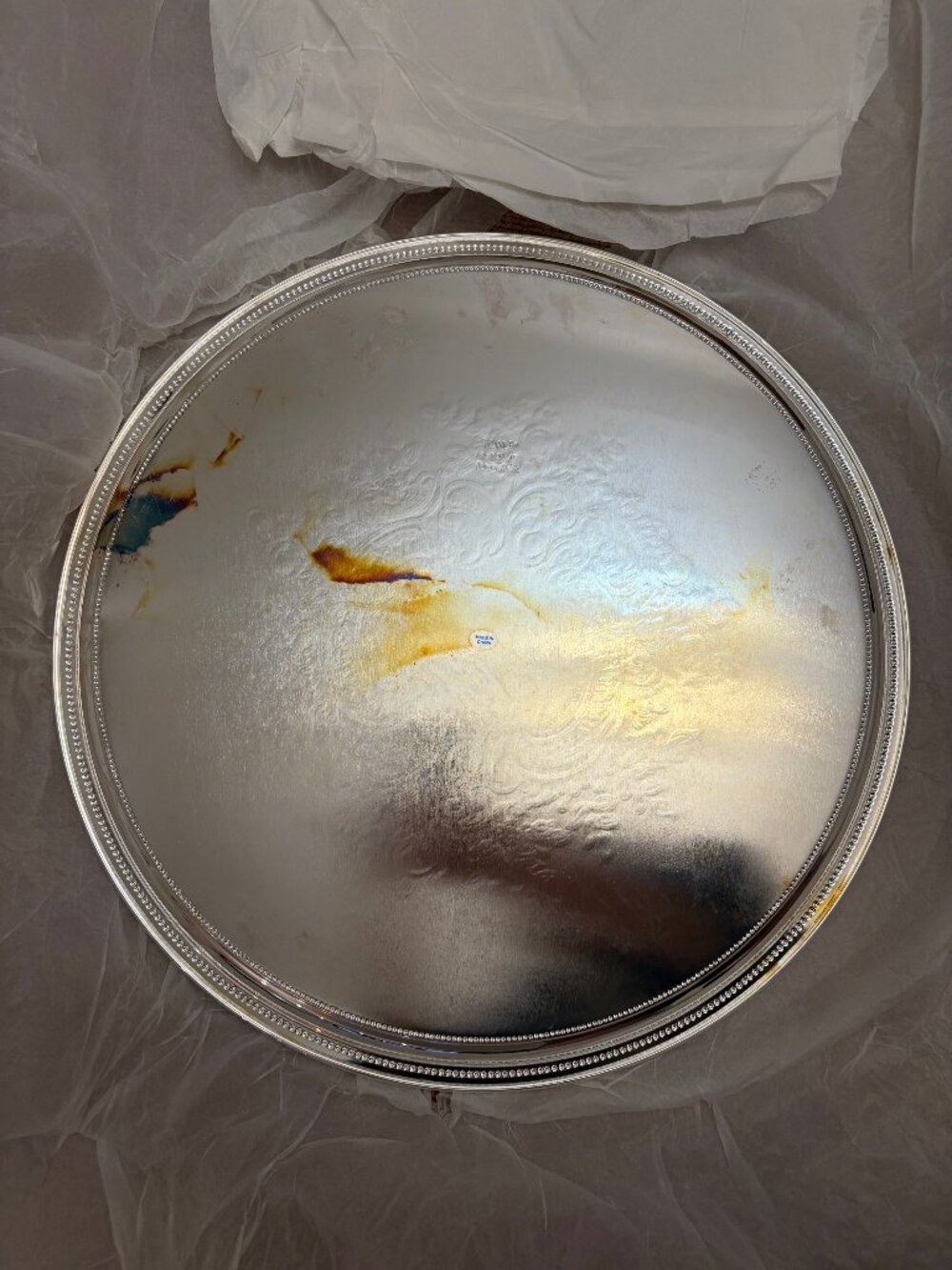 TOWLE SILVERPLATE ROUND GALLERY TRAY NIB - Picture 13 of 14
